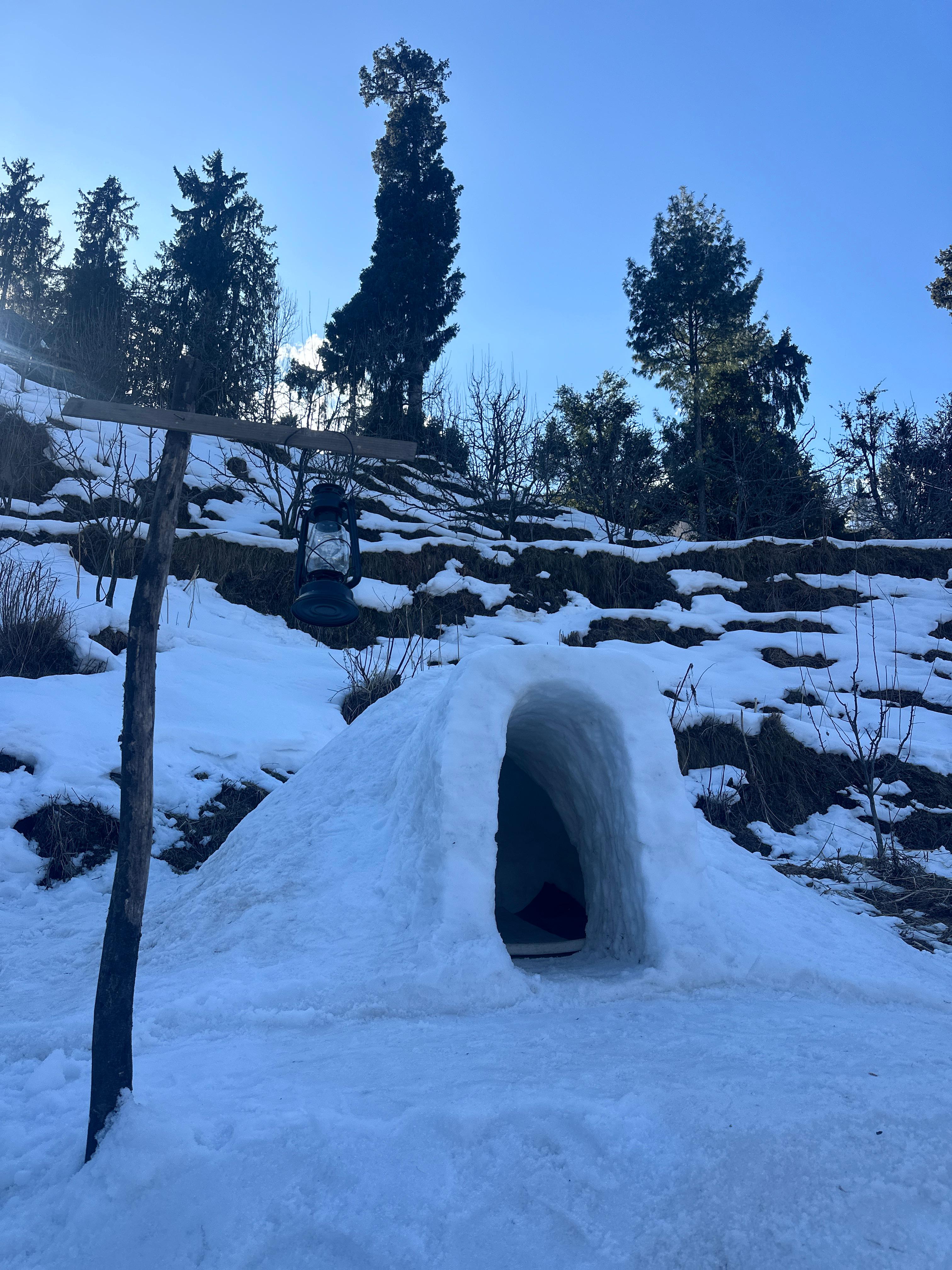 Snow igloo with lantern